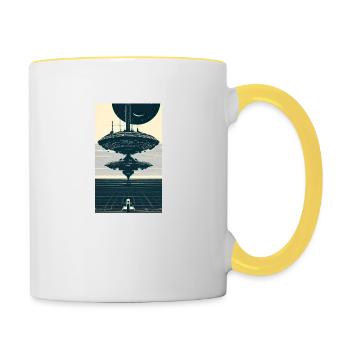Extraterrestre | OVNI | Vaisseau spatial | PAU | étranger - Mug contrasté - blanc/jaune - Droite