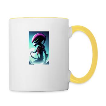 Extraterrestre | OVNI | Vaisseau spatial | PAU | étranger - Mug contrasté - blanc/jaune - Droite