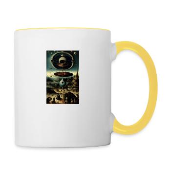 Extraterrestre | OVNI | Vaisseau spatial | PAU | étranger - Mug contrasté - blanc/jaune - Droite