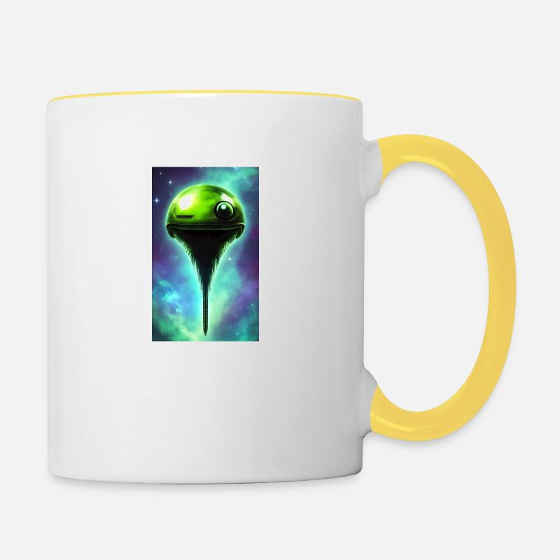 Alien | UFO | Spaceship | UAP | funny - Contrasting Mug - white/yellow