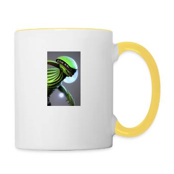 Extraterrestre | OVNI | Vaisseau spatial | PAU | étranger - Mug contrasté - blanc/jaune - Droite