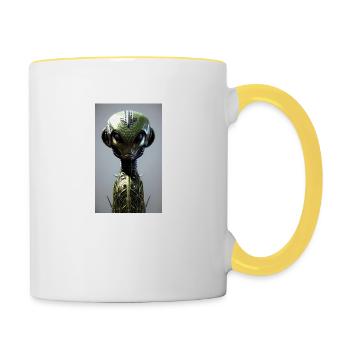 Extraterrestre | OVNI | Vaisseau spatial | PAU | étranger - Mug contrasté - blanc/jaune - Droite