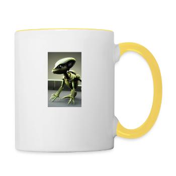 Alien | UFO | Raumschiff | UAP | außerirdische - Tasse zweifarbig - Weiß/Gelb - Rechts