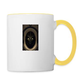 Alien | UFO | Raumschiff | UAP | außerirdische - Tasse zweifarbig - Weiß/Gelb - Rechts