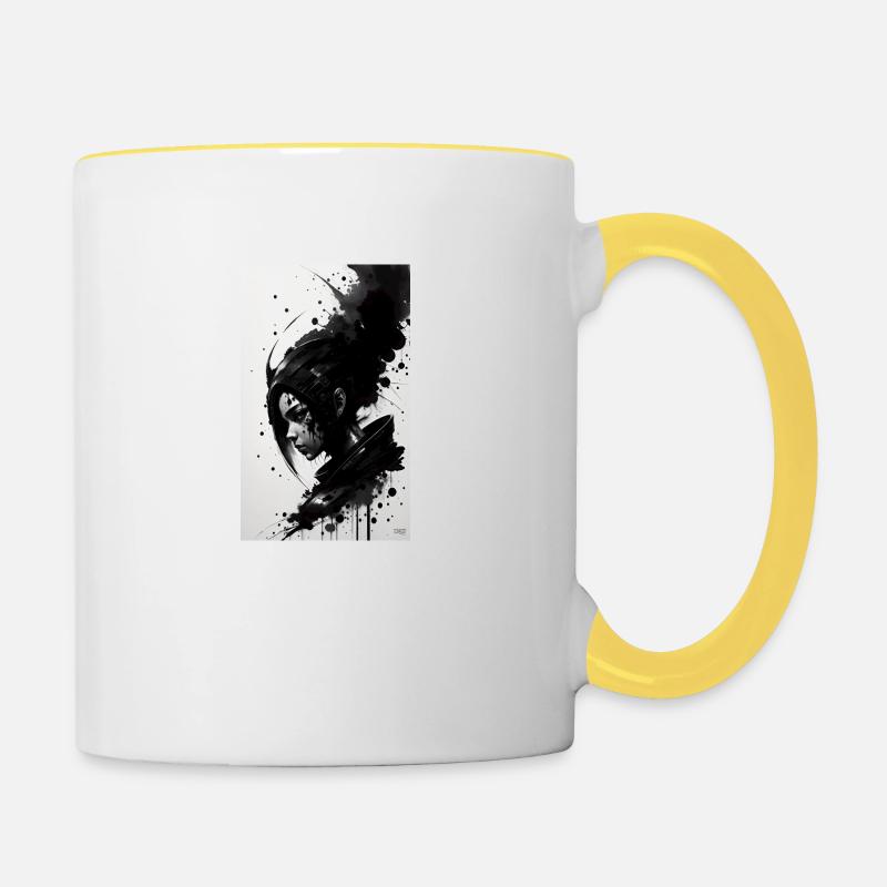Alien | UFO | Raumschiff | UAP | außerirdische - Tasse zweifarbig - Weiß/Gelb