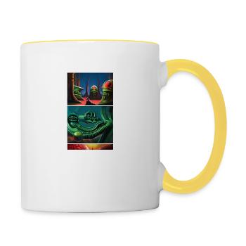 Alien | UFO | Raumschiff | UAP | außerirdische - Tasse zweifarbig - Weiß/Gelb - Rechts