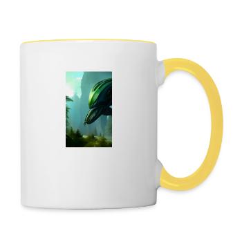 Extraterrestre | OVNI | Vaisseau spatial | PAU | étranger - Mug contrasté - blanc/jaune - Droite