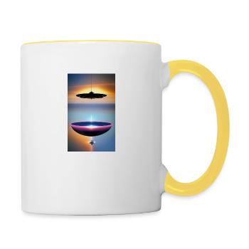 Alien | UFO | Spaceship | UAP | alien - Contrasting Mug - white/yellow - Right