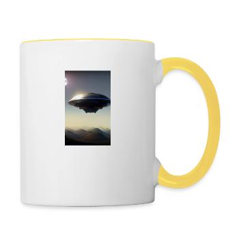 Extraterrestre | OVNI | Vaisseau spatial | PAU | étranger - Mug contrasté - blanc/jaune - Droite
