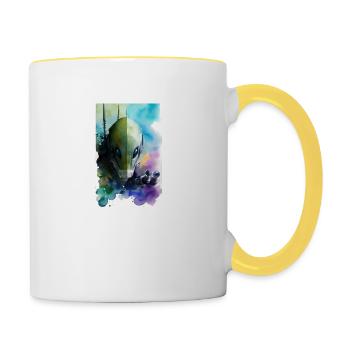 Alien | UFO | Spaceship | UAP | alien - Contrasting Mug - white/yellow - Right