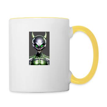 Extraterrestre | OVNI | Vaisseau spatial | PAU | étranger - Mug contrasté - blanc/jaune - Droite