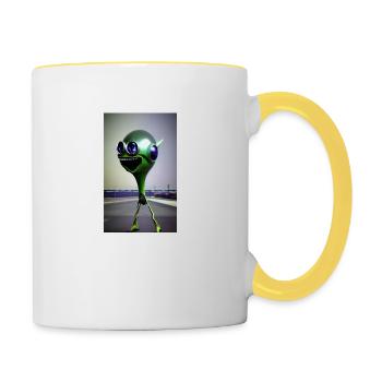 Alien | UFO | Spaceship | UAP | alien - Contrasting Mug - white/yellow - Right