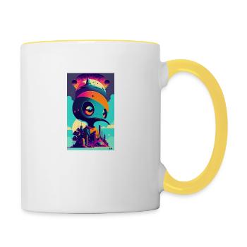 Extraterrestre | OVNI | Vaisseau spatial | PAU | étranger - Mug contrasté - blanc/jaune - Droite