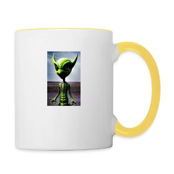 Extraterrestre | OVNI | Vaisseau spatial | PAU | étranger - Mug contrasté - blanc/jaune - Droite