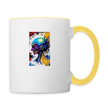 Extraterrestre | OVNI | Vaisseau spatial | PAU | étranger - Mug contrasté - blanc/jaune - Droite