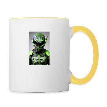 Alien | UFO | Spaceship | UAP | alien - Contrasting Mug - white/yellow - Right