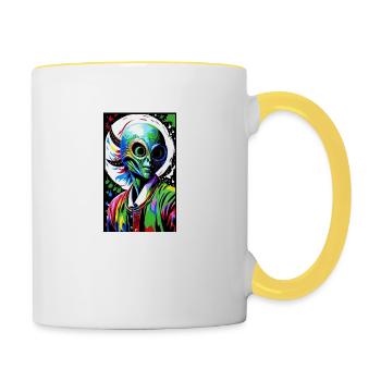 Alien | UFO | Spaceship | UAP | alien - Contrasting Mug - white/yellow - Right