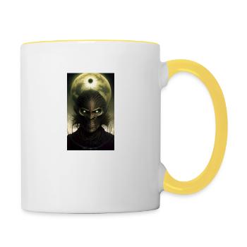 Alien | UFO | Raumschiff | UAP | außerirdische - Tasse zweifarbig - Weiß/Gelb - Rechts