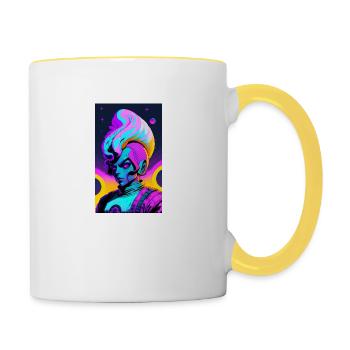 Alien | UFO | Raumschiff | UAP | außerirdische - Tasse zweifarbig - Weiß/Gelb - Rechts