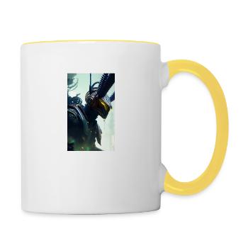 Alien | UFO | Raumschiff | UAP | außerirdische - Tasse zweifarbig - Weiß/Gelb - Rechts
