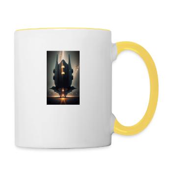 Alien | UFO | Raumschiff | UAP | außerirdische - Tasse zweifarbig - Weiß/Gelb - Rechts