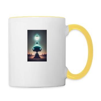 Extraterrestre | OVNI | Vaisseau spatial | PAU | étranger - Mug contrasté - blanc/jaune - Droite