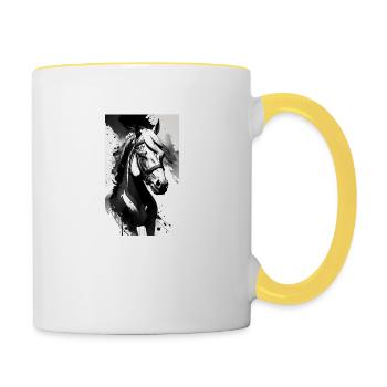 Pferd | reiten | Tier | Reittier | Bunt - Tasse zweifarbig - Weiß/Gelb - Rechts