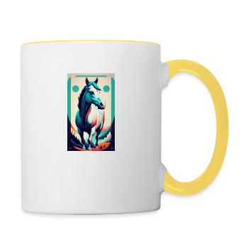 Cheval | Équitation | Animal | Monture | Coloré - Mug contrasté - blanc/jaune - Droite