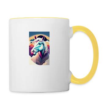 Pferd | reiten | Tier | Reittier | Bunt - Tasse zweifarbig - Weiß/Gelb - Rechts