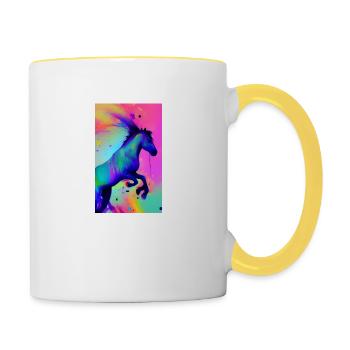 Pferd | reiten | Tier | Reittier | Bunt - Tasse zweifarbig - Weiß/Gelb - Rechts