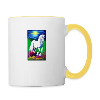 Pferd | reiten | Tier | Reittier | Bunt - Tasse zweifarbig - Weiß/Gelb - Rechts