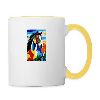 Cheval | Équitation | Animal | Monture | Coloré - Mug contrasté - blanc/jaune - Droite