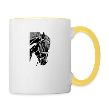 Pferd | reiten | Tier | Reittier | Bunt - Tasse zweifarbig - Weiß/Gelb - Rechts