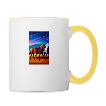 Pferd | reiten | Tier | Reittier | Bunt - Tasse zweifarbig - Weiß/Gelb - Rechts