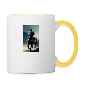 Pferd | reiten | Tier | Reittier | Bunt - Tasse zweifarbig - Weiß/Gelb - Rechts