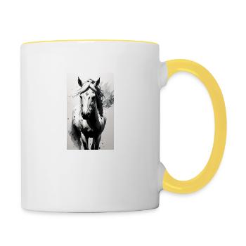 Pferd | reiten | Tier | Reittier | Bunt - Tasse zweifarbig - Weiß/Gelb - Rechts