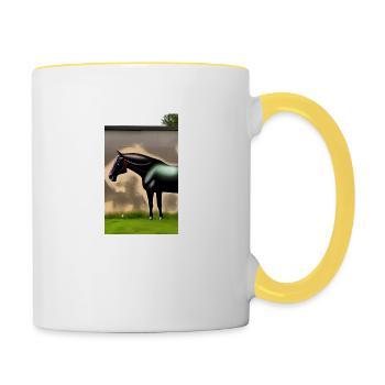 Pferd | reiten | Tier | Reittier | Bunt - Tasse zweifarbig - Weiß/Gelb - Rechts