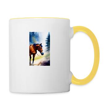 Pferd | reiten | Tier | Reittier | Bunt - Tasse zweifarbig - Weiß/Gelb - Rechts