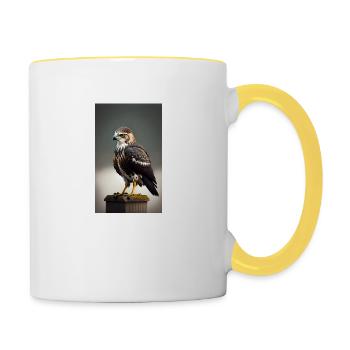 Aigle | Oiseaux | Liberté | Animaux - Mug contrasté - blanc/jaune - Droite