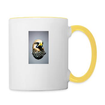 Aigle | Oiseaux | Liberté | Animaux - Mug contrasté - blanc/jaune - Droite