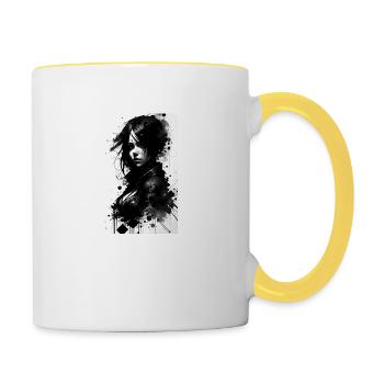 Woman | Face | Girls | Anime - Contrasting Mug - white/yellow - Right