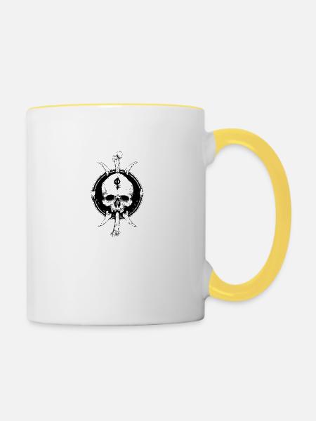 Mystical Black Magic Schädel - Tasse zweifarbig - Weiß/Gelb
