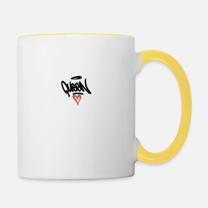 queen coeur graffiti - Mug contrasté - blanc/jaune