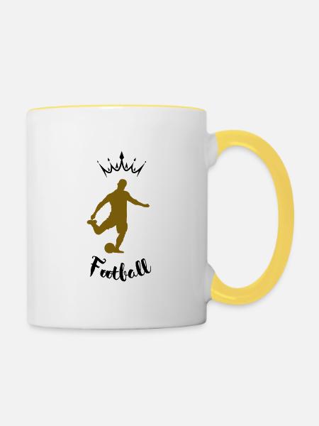Footballspieler in Aktion - Tasse zweifarbig - Weiß/Gelb