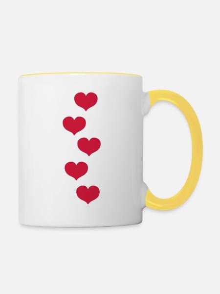 herzen - Tasse zweifarbig - Weiß/Gelb