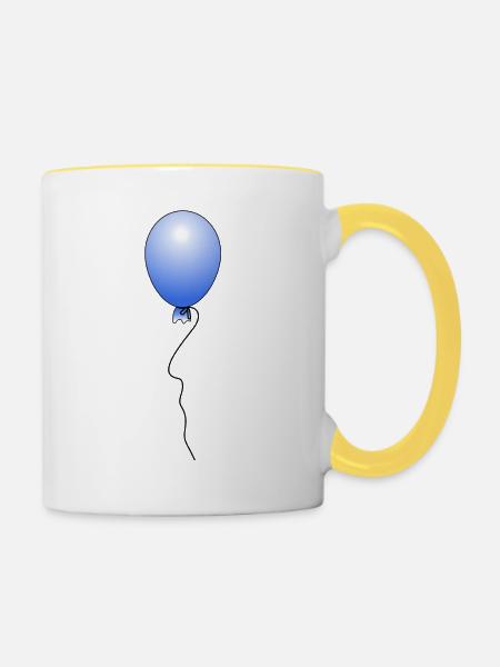Ballon - Blau - Tasse zweifarbig - Weiß/Gelb