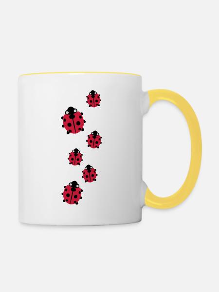 Marienkäfer - Tasse zweifarbig - Weiß/Gelb