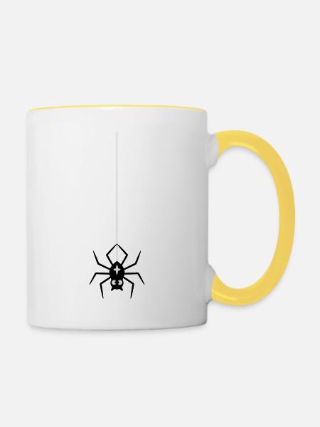 Funny Spider Design - Tasse zweifarbig - Weiß/Gelb