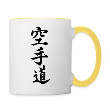 Karate do in Japanese kanji script - Contrasting Mug - white/yellow - Right