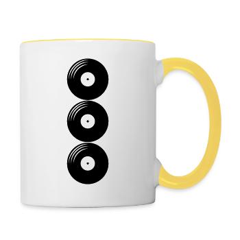 3 disques vinyles - Mug contrasté - blanc/jaune - Droite